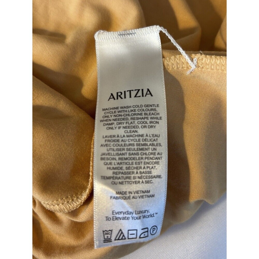 WILFRED Aritzia Goodlux Bloomsbury Mini Dress Small Ruffle Apricot Peach Summer - Picture 6 of 9